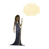 cartoon sorceress with thought bubble