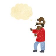 cartoon angry old man with thought bubble
