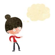cartoon woman pointing with thought bubble N6