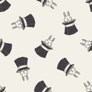 magic rabbit doodle drawing seamless pattern background