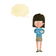 cartoon impatient woman with thought bubble N2