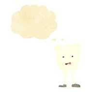 cartoon yellowing tooth with thought bubble