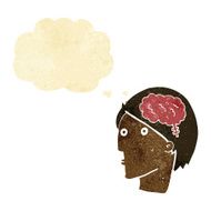 cartoon man with brain symbol thought bubble