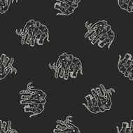 Mammoth doodle seamless pattern background N2