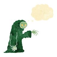 cartoon spooky halloween costume with thought bubble N3
