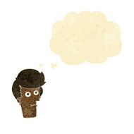 cartoon staring face with thought bubble