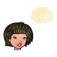 cartoon bored looking woman with thought bubble N2