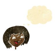 cartoon happy girl with thought bubble
