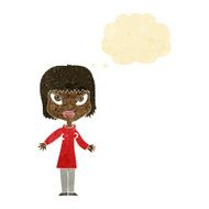 cartoon woman with open arms thought bubble N3