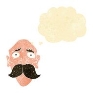 cartoon sad old man with thought bubble N2