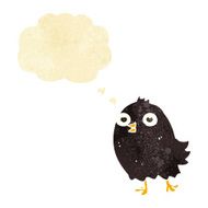 funny cartoon bird with thought bubble N3