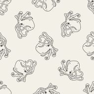 octopus doodle seamless pattern background N3