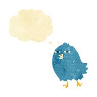 funny cartoon bird with thought bubble N4