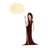 cartoon sorceress with thought bubble N2