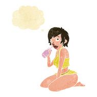 cartoon sexy gym girl with thought bubble N2