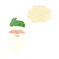 cartoon grim santa face with thought bubble N2