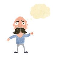 cartoon worried old man with thought bubble N2