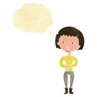 cartoon tired woman with thought bubble N2