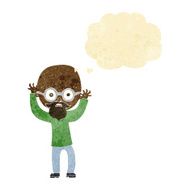 cartoon stressed bald man with thought bubble