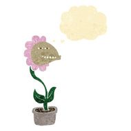 cartoon monster flower with thought bubble N2