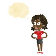 cartoon woman with hands on hips thought bubble