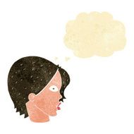 cartoon staring woman with thought bubble N3