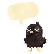 cartoon bored bird with thought bubble