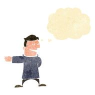 cartoon man gesturing direction with thought bubble N2
