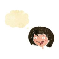 cartoon happy girl with thought bubble N2