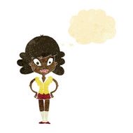 cartoon pretty woman with thought bubble N2