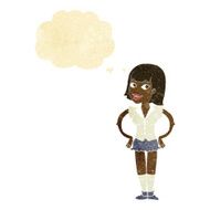 cartoon woman with hands on hips thought bubble N2