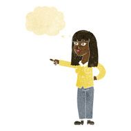cartoon pretty woman pointing with thought bubble N2