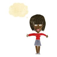 Cartoon Annoyed Woman With Thought Bubble N6