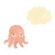 cartoon alien squid face with thought bubble