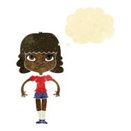 cartoon girl with thought bubble