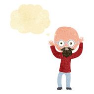 cartoon stressed bald man with thought bubble N2