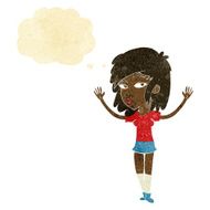 cartoon pretty girl with thought bubble N7