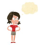 cartoon woman with hands on hips thought bubble N4