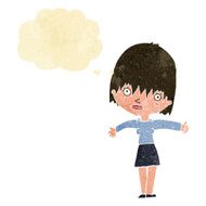 cartoon curious woman with thought bubble N2