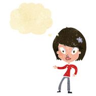 cartoon pretty woman pointing with thought bubble N3