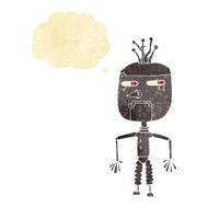 cartoon robot with thought bubble