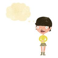 cartoon friendly woman with thought bubble N3