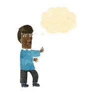 cartoon grumpy man with thought bubble