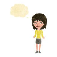 cartoon woman shrugging shoulders with thought bubble N15