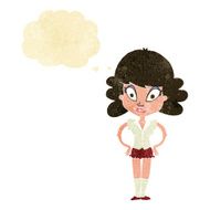 cartoon pretty woman with thought bubble N3