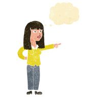cartoon pretty woman pointing with thought bubble N4