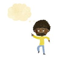 cartoon seventies style man disco dancing with thought bubble