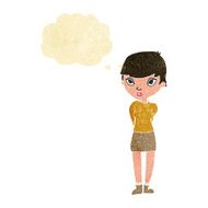 cartoon shy woman with thought bubble N2