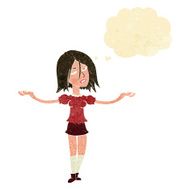 cartoon woman shrugging shoulders with thought bubble N18