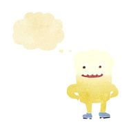 cartoon happy tooth with thought bubble